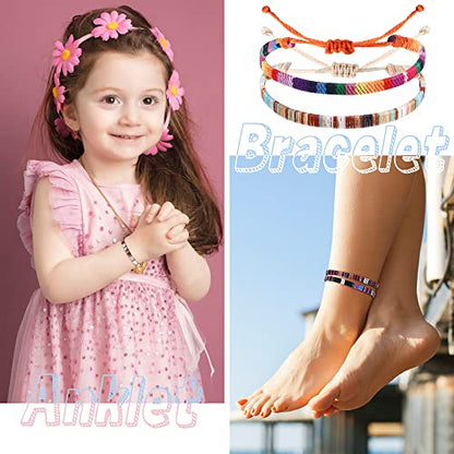 Florideco 24 Pcs Boho Surfer Bracelet Anklet Adjustable Beaded Anklets Handmade Braided Bracelet Colorful Anklet Summer String Rope Ankle Bracelets Waterproof Surfer Beach Bracelet Boho Jewelry for Women Men - color: Boho Style