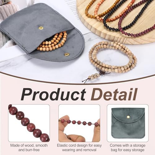 MECCANIXITY Prayer Beads Bracelet, Natural Wooden Bead Mala Bracelets Link Wrist Men Women Beaded Stretch Crafts Bangle - color: Violet Color