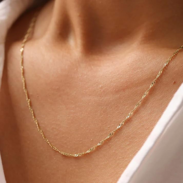 Elegance 11 designs Gold Plated Thin Chain Layered Necklaces For Women Non Tarnish,18k Gold Plated Stainless Steel Dainty Waterproof Gold Necklace Set Stack For Women Gifts Jewelry - color: Gold Necklace1901