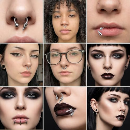 6PCS Lip Piercing Jewelry, Lip Rings Horseshoe 16G Stainless Steel | Spike/Ball, Tragus Helix Earrings Studs, for Women Men