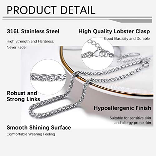 PROSTEEL Ankle Bracelets for Women, Silver/Gold/Black, Waterproof Anklets | Waterproof, Stainless Steel, Summer Beach Jewelry, Durable & No Tarnish, Come with Gift Box, 8-10.5" Adjustable, Plus Size - color: G: silver-wheat chain-3mm