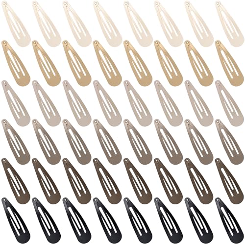 48 PCS Small Metal Barrettes For Women Non Slip Water Drop Snap Clips For Thick Thin Fine Hair Classic Accessories,Black Brown Beige,1.97 x 0.5 In - color: Black Brown Beige