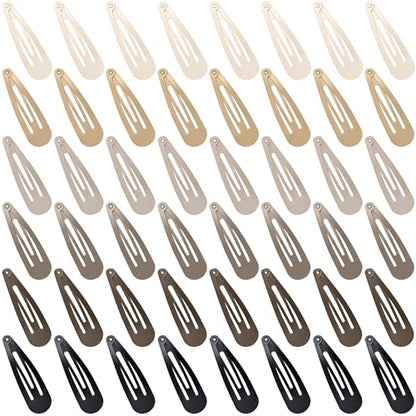 48 PCS Small Metal Barrettes For Women Non Slip Water Drop Snap Clips For Thick Thin Fine Hair Classic Accessories,Black Brown Beige,1.97 x 0.5 In - color: Black Brown Beige