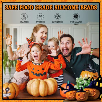 12pcs Halloween Silicone Focal Beads for Pens | Focal Beads for Keychain Making,Pens,Bracelet,Necklace Crafts,Bulk Silicone Beads for DIY（Halloween） - color: Halloween