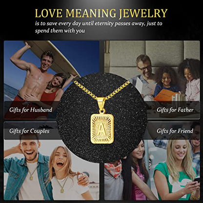 JSJOY Graduation Gifts 2026 Gold Initial Necklaces for Women Men Gold Letter Necklaces 26 Capital A-Z Letter Pendant Necklaces for Women Square Monogram Necklace for Her Initial Necklaces - color: Gold Letter V