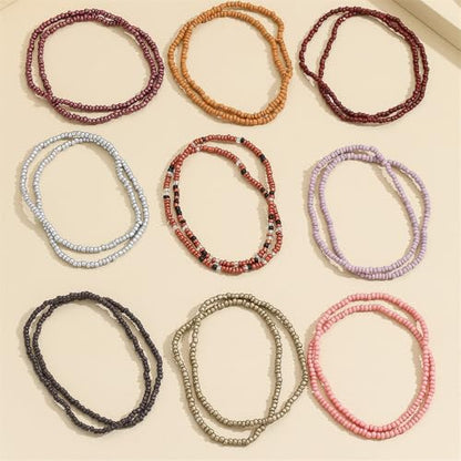 18Pcs Boho Stackable Beaded Bracelets for Women Colorful Handmade Multilayered Rice Beads Anklets Set Summer Beach Bohemian Jewelry Gift - color: Style 1 Brown