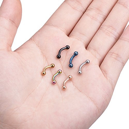 6-8-12PCS 14G 6-10mm Short Bar Tiny Heart Butterfly Evil Eye Devil Heart Snake Skull CZ Skull hand with Gem ball Stainless Steel Belly Button Rings Navel Rings for Women Barbell Eyebrow Body Piercing Jewelry - color: A1:6pcs,Short Bar Steel Ball