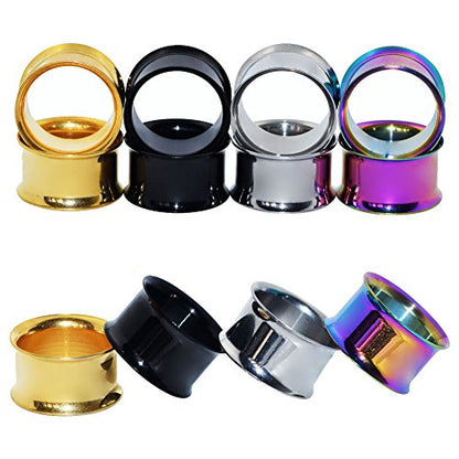 Qmcandy 18pcs or 8pcs 8g-5/8 in Organic Stone & Stainless Steel Mixed Ear Tunnels Stretching Plugs Piercing - color: 4 pair 9/16"(14mm)