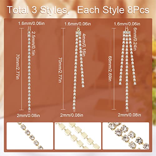SUNNYCLUE 1 Box 24Pcs 3 Style Tassel Earring Charms Chain Tassel Earrings Set Dangle Chains Rhinestones Charms for Jewelry Making Accessories Women Adults DIY Crafts - color: 24pcs 3 Styles Rhinestone Tassel Charms