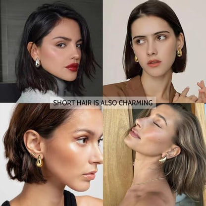 2 Pairs Gold/Silver Hoop Earrings For Women Set Trendy,14K Plated Gold Chunky Huggie Hoop Earings Pack,Oval Twisted Statement Silver Hoops,Fashion Jewelry Gift - color: 9) conch stud