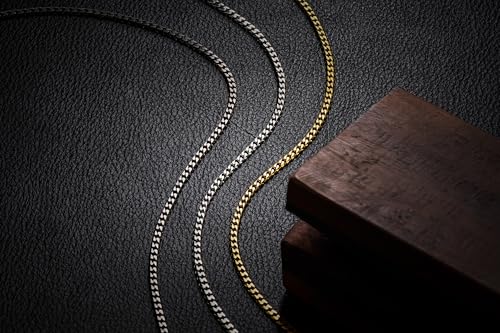RIDGE 5mm Curb Chain for Men, Rugged and Durable Men’s Chain Necklace with Secure Clasp - color: 18K Gold (20")