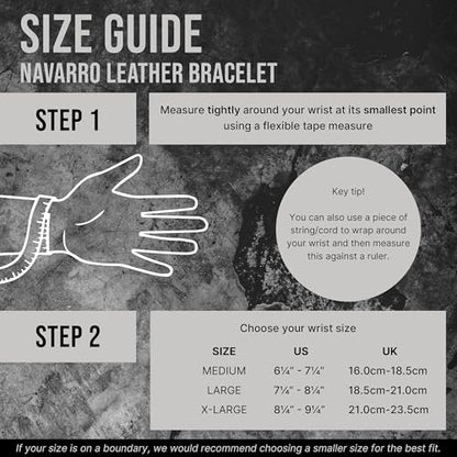 Forge & Foundry Men's Adjustable Black Leather Bracelet | Genuine Woven Leather with Snap Clasp | Design-Led, Artisan Jewelry from London [Navarro] - color: Silver - Single Strand, size: X-Large
