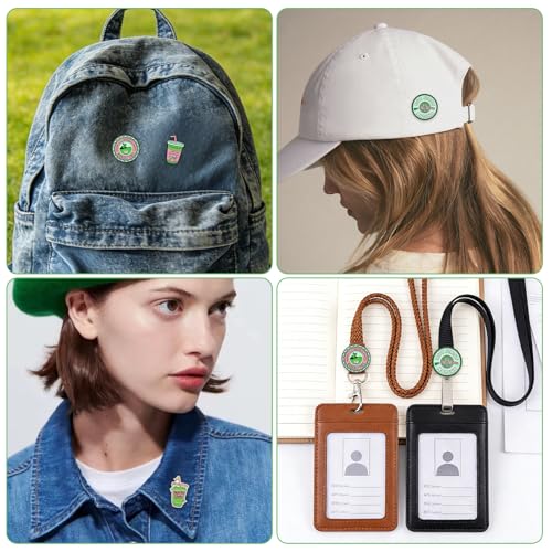 4Pcs Matcha Enamel Pins for Women Cute Novelty Lapel Pin for Backpacks Hats Jackets Lovely Aesthetic Button Badge Brooch Pin Fashion Jewelry Accessories for Purses Lanyards Matcha Lover Gift