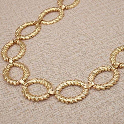 Women's Chain Belt Metal Waist Belt Chunky Belly Link Belt - color: Circle Gold, size: XL: 59 in