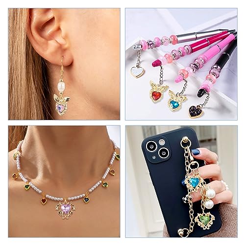 Cheriswelry Heart Rhinestone Charms Pendants 28Pcs Crystal Heart Necklace Pendants Glass Alloy Dangle Earring Charms 18.5-19.5mm for DIY Bracelet Keychain Jewelry Making - color: Mixed Color-Heart