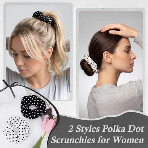 JATEBI 28 Pcs Polka Dot Hair Accessories Kit for Women Includes Fashion Headband, Elastic Band, Claw Clip, Mental Clips, Scrunchie, Ideal Polka Dot Hair Gift for Women Girls