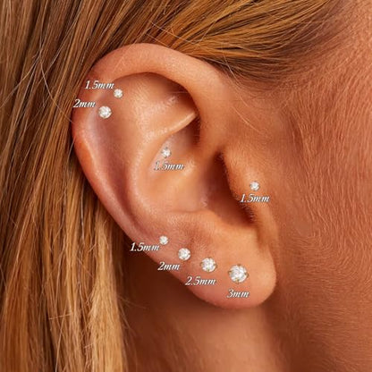 Xpircn Flat Back Stud Earrings 14K Gold Plated Internally Threaded CZ Stud Piercing Jewelry for Tragus Helix Cartilage Conch Nose Hypoallergenic Lip Labret Medusa Piercing 16G 18G - color: 18 Gauge, Gold, size: Mixed (6/8/10/12mm) Bar