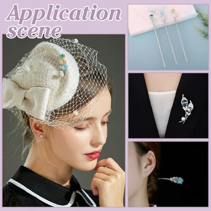 PH PandaHall 10 Colors Hat Pins Glass Beads Lapel Pin 4.8 Inch Long Handle Stick Pin with Crystal Beads Elegant Hair Suit Pins for Women Brooches Tie Hats Scarf Jewelry Accessories
