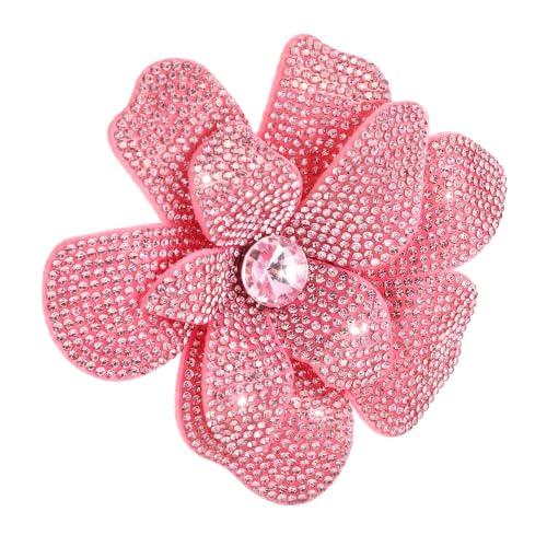 3.74 Inches Rhinestone Camellia Flower Brooch Pin Fashion Sparkly Crystal Floral Brooch Dainty Elegant Pink Flower Brooches for Women Wedding Party Banquet Dress Clothes Jewelry Accessories