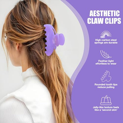 Large Hair Claw Clip Purple Hair Clips Nonslip for Women 4inch | Nonslip Celluloid Butterfly Jaw Clips, Acetate Claw Clips Strong Hold for Women，Jumbo French Hairclip for Thick Hair - color: Purple Claw Clip