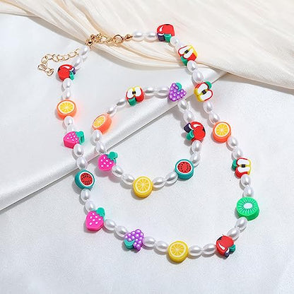 JOICEE 480PCS Fruit Flower Polymer Clay Beads Bracelet Charms Beads