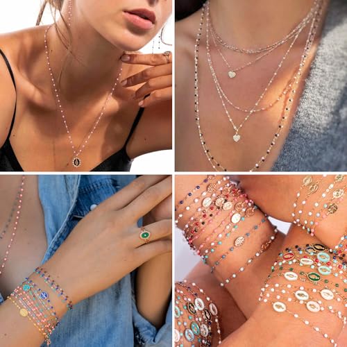 33FT 2mm Stainless Steel Pink Enamel Link Chains Bulk for Jewelry Making | 304 Stainless Steel Enamel Beaded Cable Chains Roll Spool for Necklace Bracelet Craft - color: Stainless Steel Pink Beads