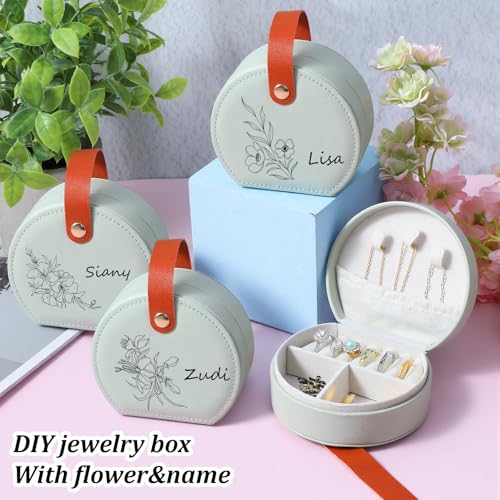 10 Pcs Mini Jewelry Travel Case, Small Travel Jewelry Case Organizer, Half Moon Leather Jewelry-Box with Handle, Green Bridesmaid Gift for Women Wedding Party Accessories