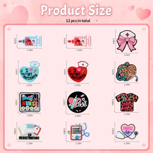 12pcs Nurse Silicone Focal Beads for Pens | Focal Beads for Keychain Making,Pens,Bracelet,Necklace Crafts,Bulk Silicone Beads for DIY（Nurse） - color: Nurse