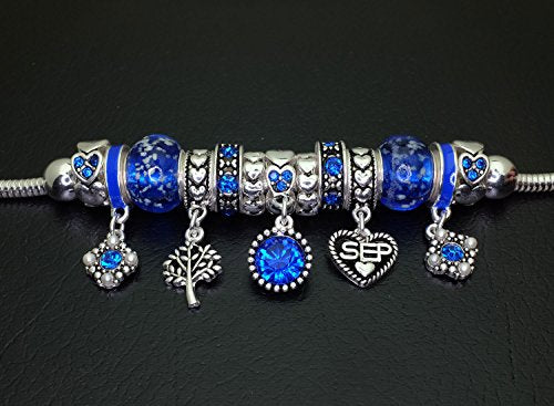 Falari Birthstone Bracelet Multi-Color Charm Beads Silvertone Birthday Gifts for Women - color: 09-September