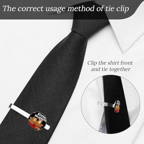 Tie Clip for Men, Tie Bar Cufflinks Set, Copper Necktie Clip And Shirt Cuff Links for Business Wedding Gift - color: Kitten Nuggets Cat Treats