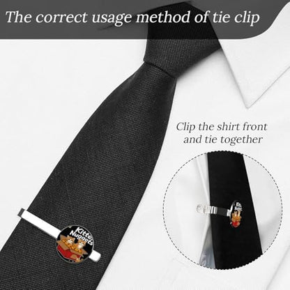 Tie Clip for Men, Tie Bar Cufflinks Set, Copper Necktie Clip And Shirt Cuff Links for Business Wedding Gift - color: Kitten Nuggets Cat Treats