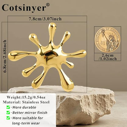 Stainless Steel Brooch Pin for Women & Men,Lapel Pin | Minimalist Statement Elegant Geometric, Sweaters Coat Suit Shawl Collar Shirt Coat Jacket Hat Dress Swim, Velvet Bag & Box - style: Splash-Gold