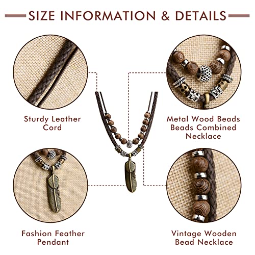 Wood Bead Necklace Africa Wooden Chain Statement Unisex Chunky Necklaces - color: 1 wood necklace+1 leaf neklace