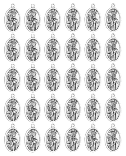 Saint Therese of Lisieux/Saint Mother Teresa of Calcutta/Divine Mercy Jesus/Mater Dolorosa Patron Saint Medal Charm Pendant for DIY Rosary Necklace Bracelet Jewelry Making Part - color: 30pcs-St.Peter