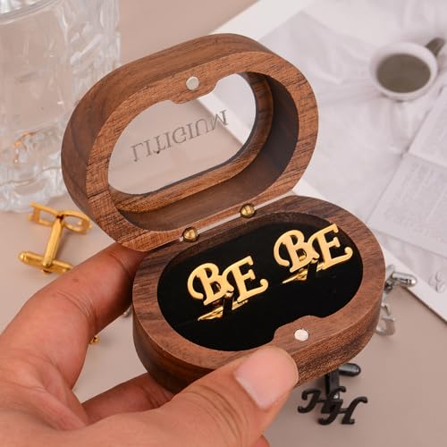 Custom Monogram Cufflinks for Men,Personalized Cufflinks for Men | Groomsmen Gifts, Stainless Steel Initial Cufflinks , Best Man Gifts, Groomsmen Proposal, Cufflinks for Groom,Wedding Gift