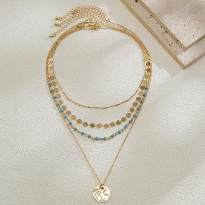 Gold Stack Necklace Chunky Necklaces for Women Trendy Coin Pendant Long Necklaces Western Jewelry for Women Cowgirl Cowboy Chic Country Outfit Boho Accessories Birthday Jewelry Gifts - color: C2