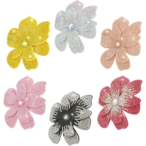 3.74 Inches Rhinestone Camellia Flower Brooch Pins & Hair Clips for Women Elegant Created Crystal Lapel Pin Brooches Wedding Party - color: Multicolor Pack
