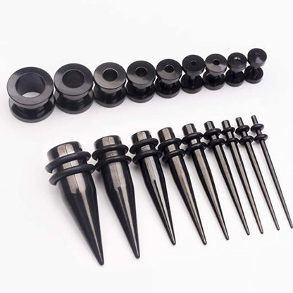 36pcs Ear Stretching Kit 14G-00G Surgical Steel Tapers Tunnels Gauges Set for Starter Women Men Expanders Body Piercing Jewelry… - color: Black