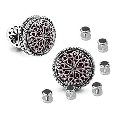 Cuff Links Mens, Cufflinks for Men, Men's Cuff Links for Wedding, Business, Father's Day, Gift for Men, 18K Gold Plated with Luxury Wooden Gift Box - style: Silver