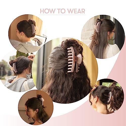 FRAMAR Large Claw Clips For Thick Hair, Large Hairclip Thick Hair | Big Hair Claws Clip For Women, Pink Hairclips, Pink Claw Clip, 4 Pack Non Slip Matte Finish - color: Blush
