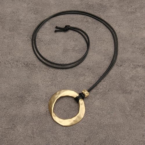 Boho Necklaces for Women Chunky Circle Necklace Bohemian Necklaces | Chunky Boho Necklace for Women Layered Boho Circle Leather Choker Necklace Long Vintage Necklaces Bohemian Jewlery Gifts - style: Boho Necklace Women