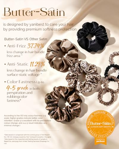 YANIBEST Satin Scrunchies, Prevent Breakage and Frizz, 8 Pack | Hair Ties No Damage For Women, Gentle on Hair, Sleep Workouts - color: Classic Neutrals