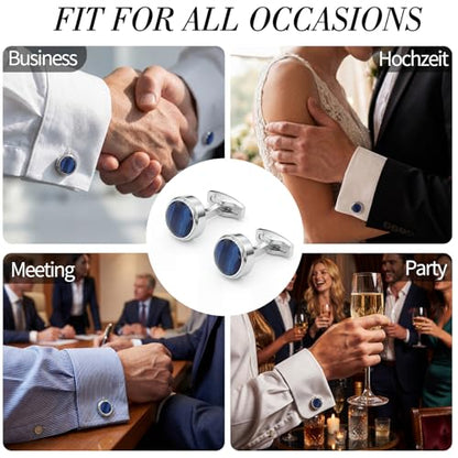 Cufflinks for Men, Stainless Steel Tuxedo Cuff Links Classic | Stainless Steel, 0.5 inch Lead-Free and Nickel-Free, groom Wedding Business Party, Gift for boyfriend Husband father - color: Blue