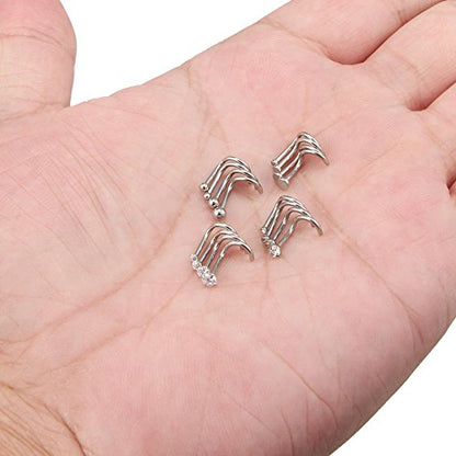 Ruifan 20G 18G Surgical Steel 1.5mm-3mm Flat Ball Clear Diamond CZ Nose Stud Rings Screw Piercing Jewelry 16-26PCS - color: 18G: 16PCS - Silver