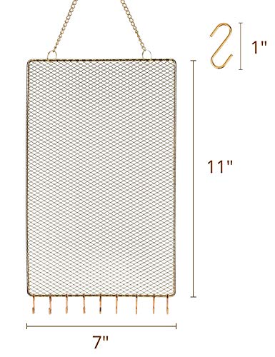 Heesch 2 Pack Earring Holder Wall Mounted Hanging Jewelry Organizer Display Decorative Metal Diamond Shape with Hooks for Necklaces Bracelets (Gold)