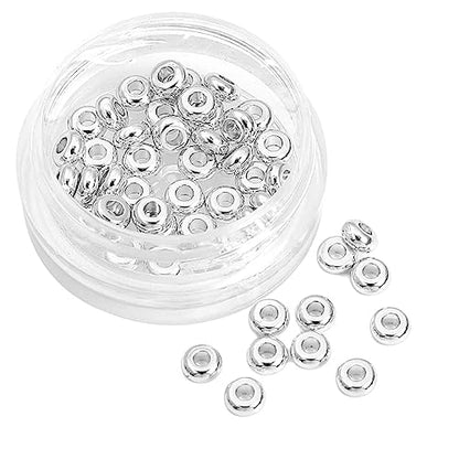 Silver Plated Roudelle Spacer Beads 4x1.8mm 50pcs for Jewelry Making Findings Non Tarnish - color: Silver, size: 4x1.8mm Roudelle