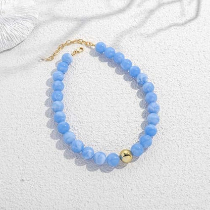 Chunky Beaded Necklace for Women Boho Statement Bead Necklace | Adjustable, Lightweight Choker, Round/Oval/Pebble Beads, Trendy Summer Beach Jewelry - color: Light Blue-C
