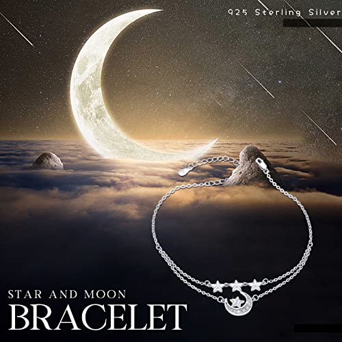925 Sterling Silver Bohemia Hawaiian Beach Mermaid Floral Bracelet Birthday Graduation Gifts for Women with Gifts Box - style: 25-Star Moon