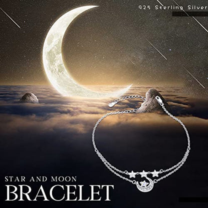 925 Sterling Silver Bohemia Hawaiian Beach Mermaid Floral Bracelet Birthday Graduation Gifts for Women with Gifts Box - style: 25-Star Moon
