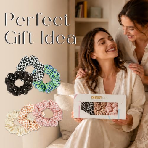 ZIMASILK 100% Pure Mulberry Silk Hair Scrunchies for Women | No Damage - Gentle Elastic Hair Ties for Ponytail Holder - Hair Accessories (3 Pack, Polka Dot) - color: Polka Dot (3pcs)